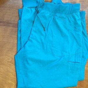 Leopard print teal scrub joggers